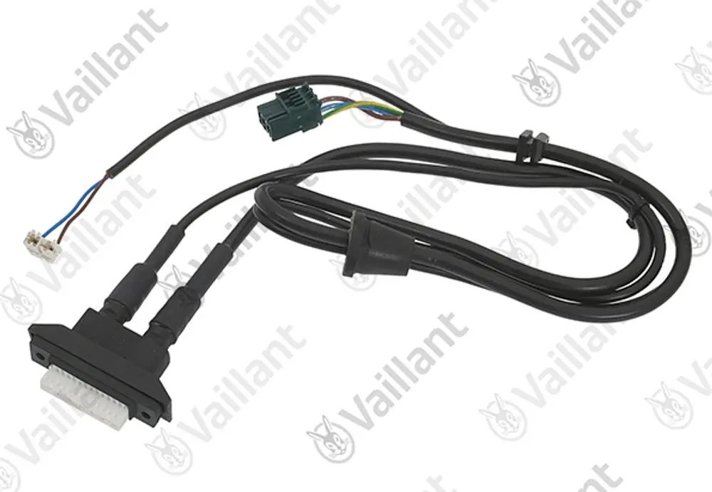 Vaillant Kabel mit mehreren Leitungen und Steckverbindern, geeignet für den Anschluss an eine Pumpe. Ein Anschlussstecker mit mehreren Pins ist vorhanden.